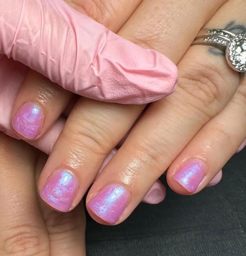 Client with one colour gel polish by Jodie Leslie.