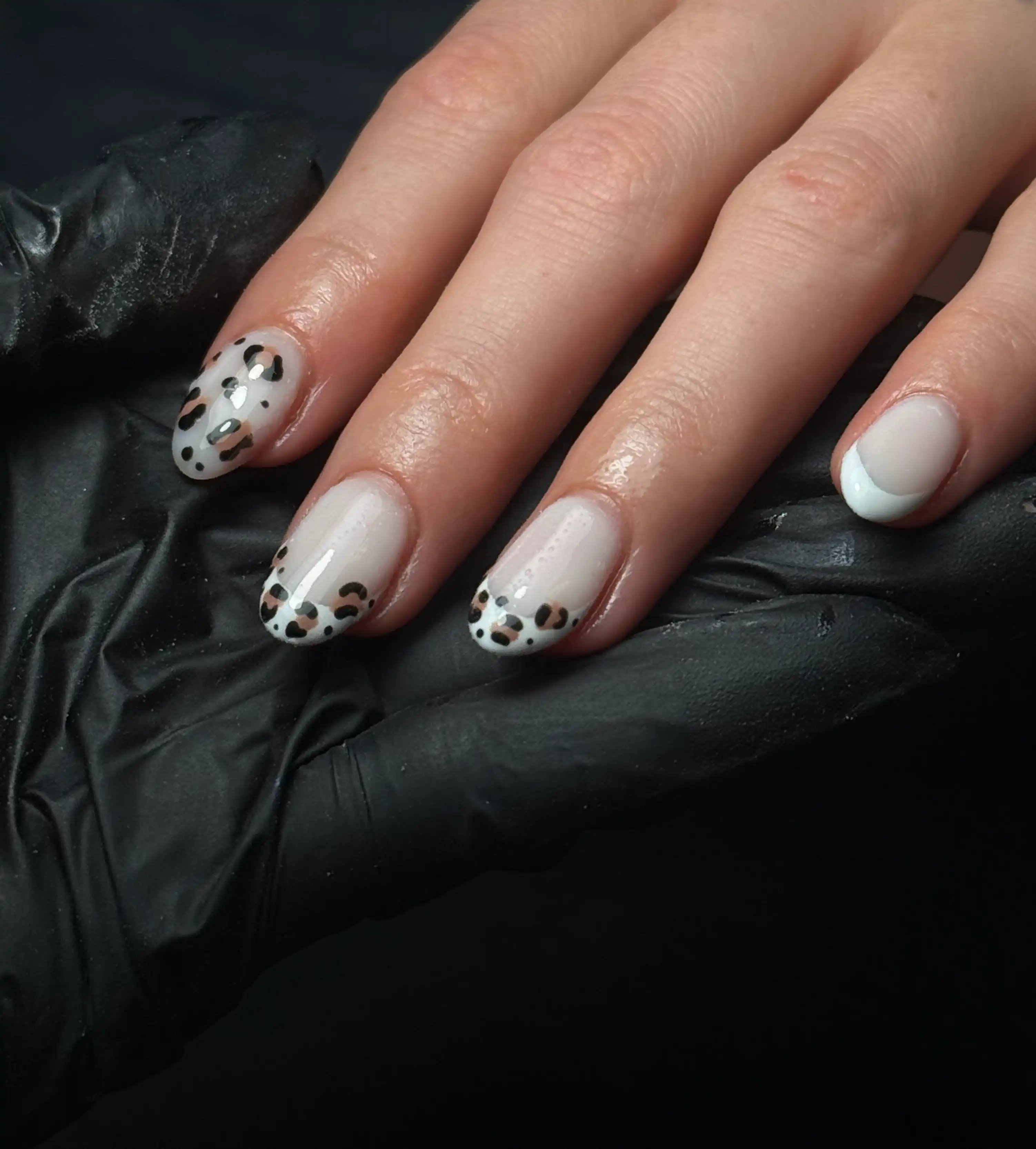 Builder gel on nails with advanced nail art.