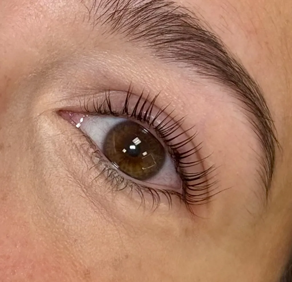 Client with Korean lash lift by Jodie Leslie.